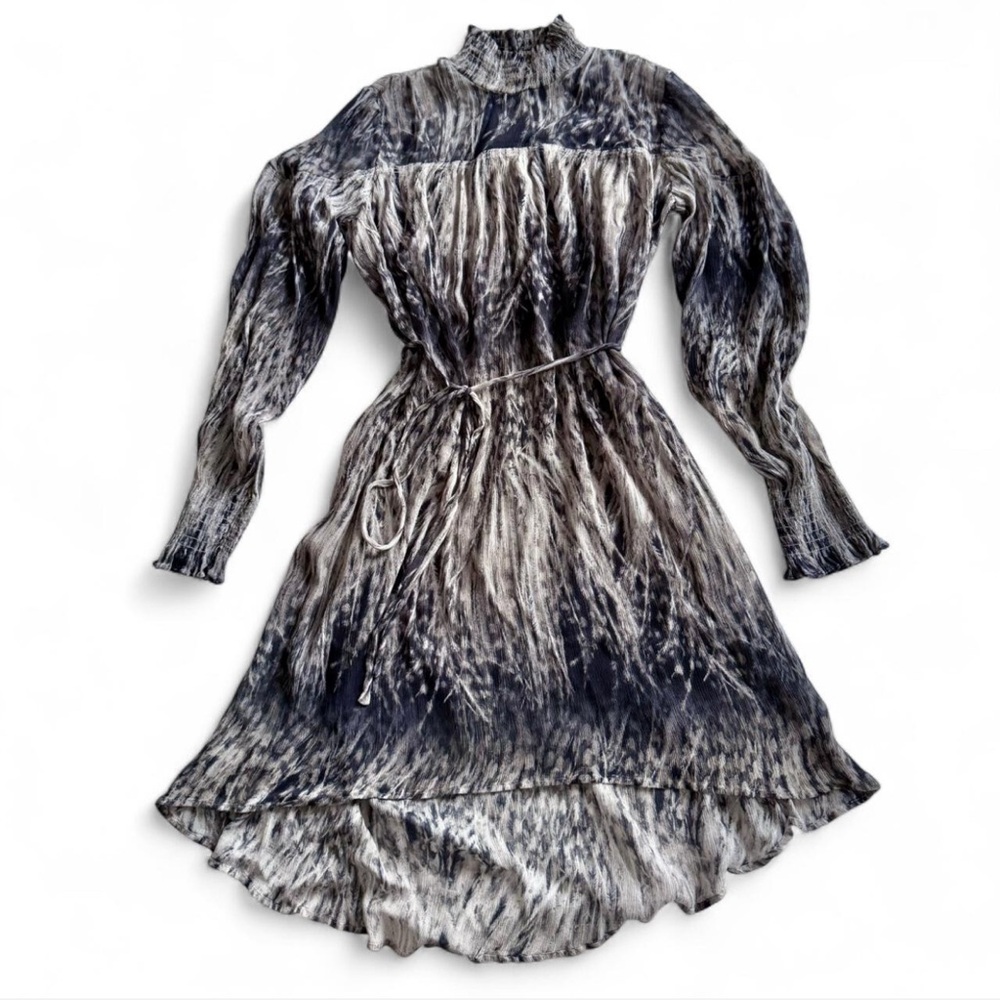ALL SAINTS Feather Print Dress in Gauze Crepe, fits 0-4, RARE! 🪶 - Picture 3 of 9